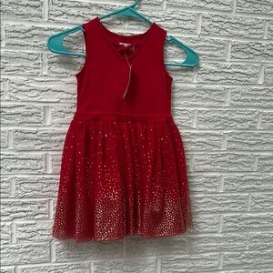 Red Sleeveless Dress with Glitter Skirt